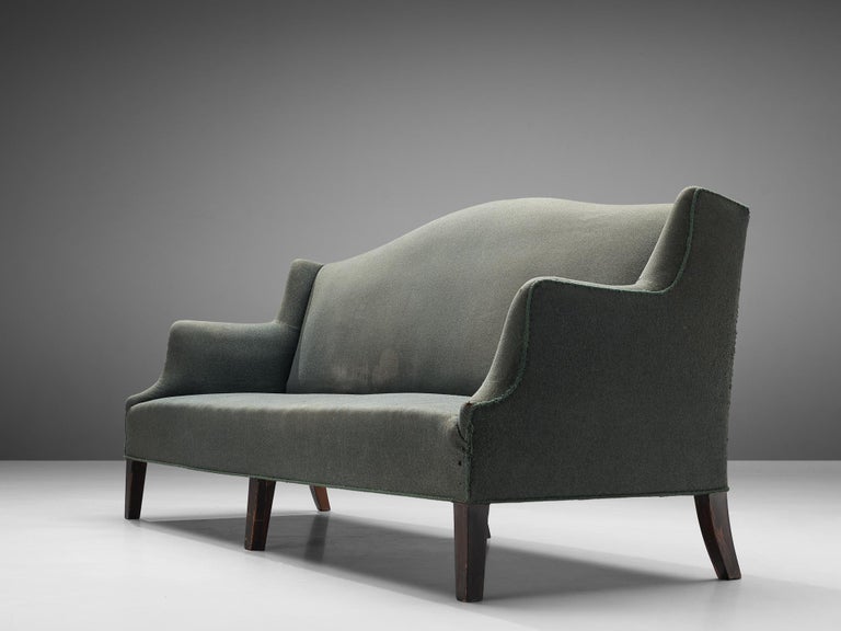 Danish Sofa in Soft Green Upholstery