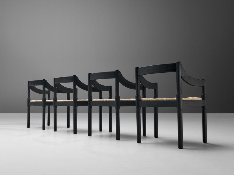 Vico Magistretti ‘Carimate’ Dining Chairs with Rush Seating