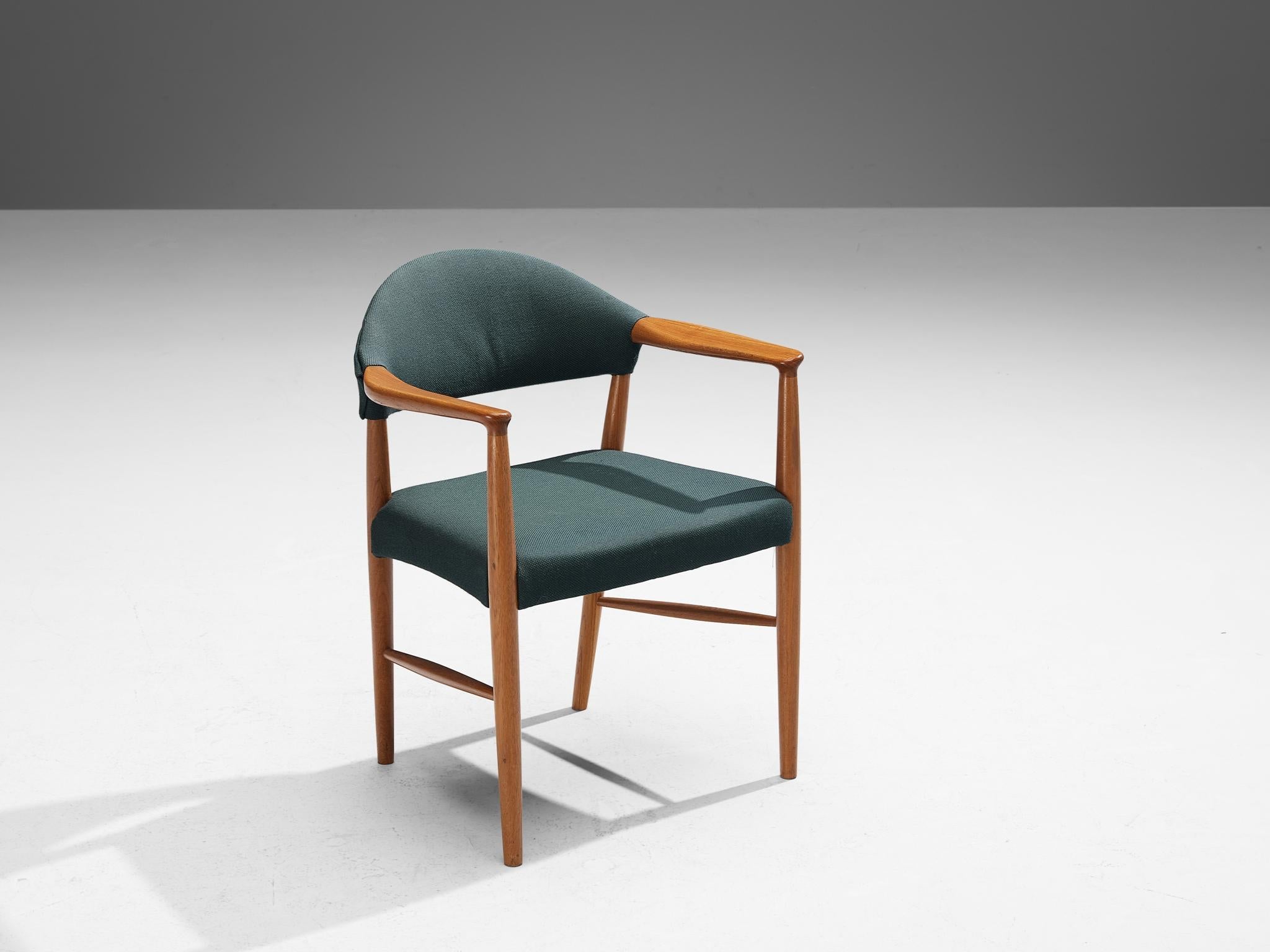 Kurt Olsen for Slagelse Mobelvaerk Armchairs in Teak and Green Upholstery