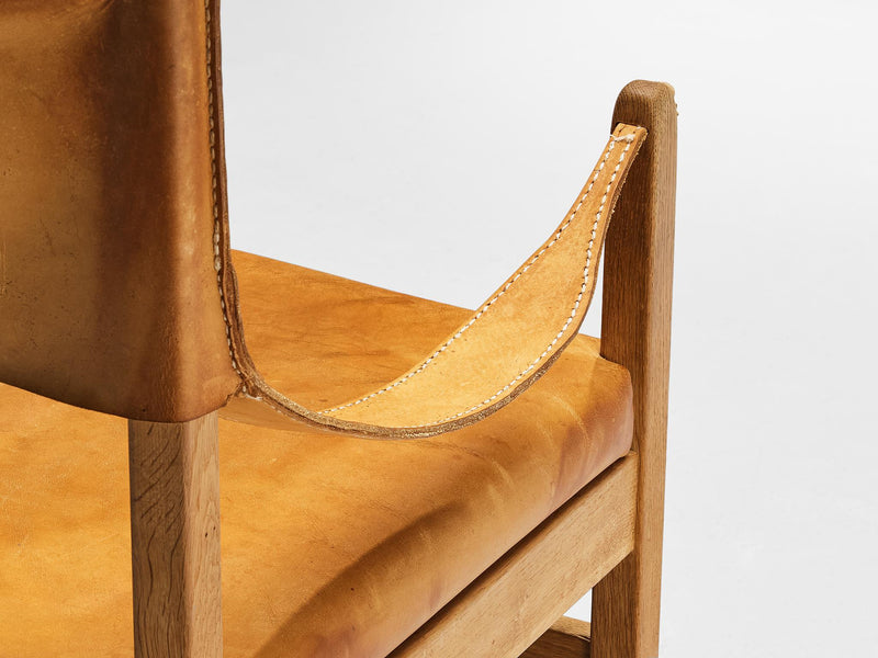 Danish Safari Chair in Cognac Leather and Oak