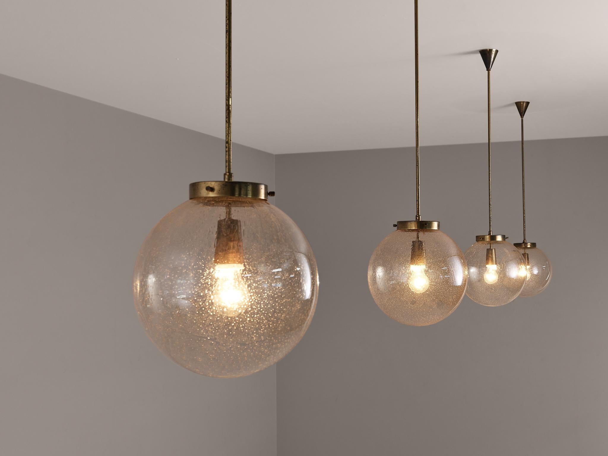 Smoked Glass Pendants with Brass Fixture