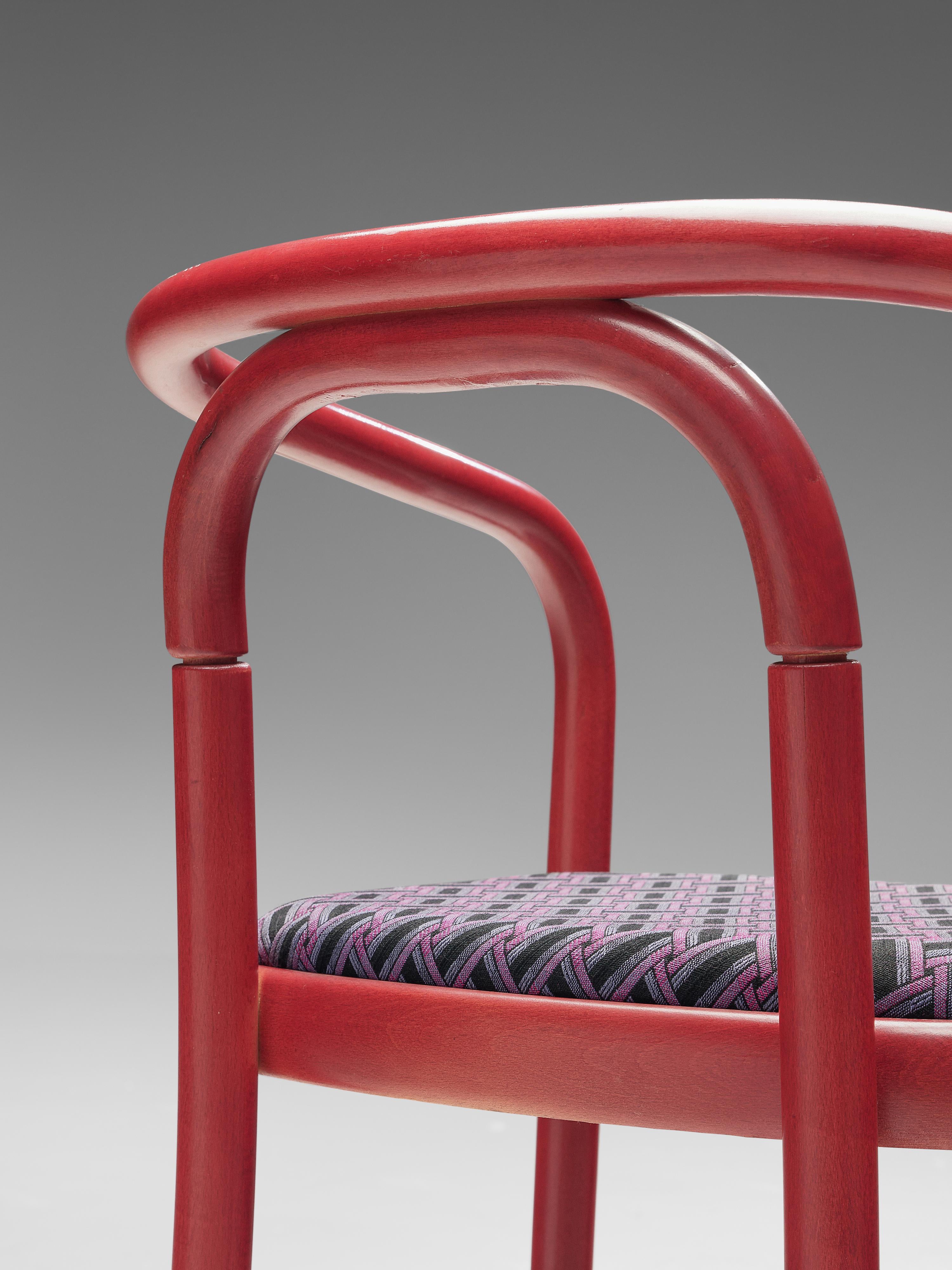 Antonin Suman for TON Dining Chairs with Red Wooden Frames