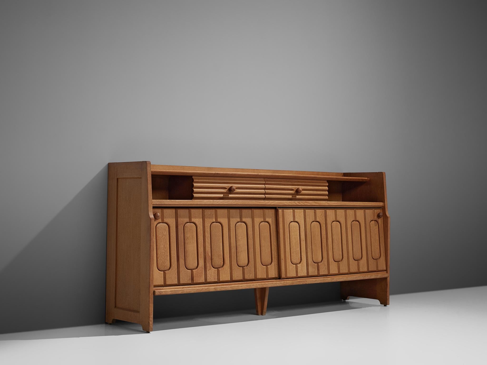 Guillerme & Chambron Sideboard in Oak and Ceramic Tiles