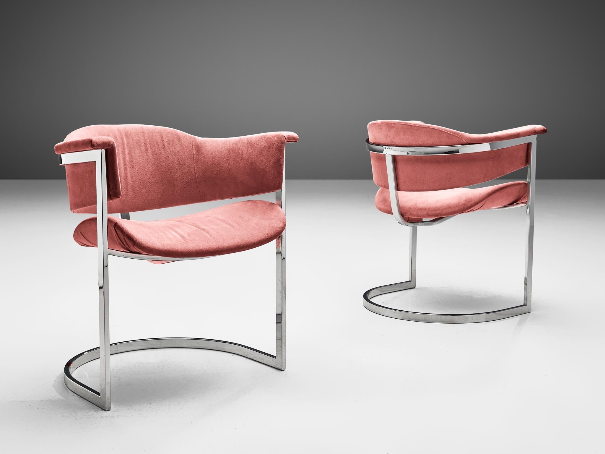 Vittorio Introini for Mario Sabot Pair of Dining Chairs in Dusty Pink