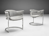 Vittorio Introini Set of Four Dining Chairs in Chromed Steel