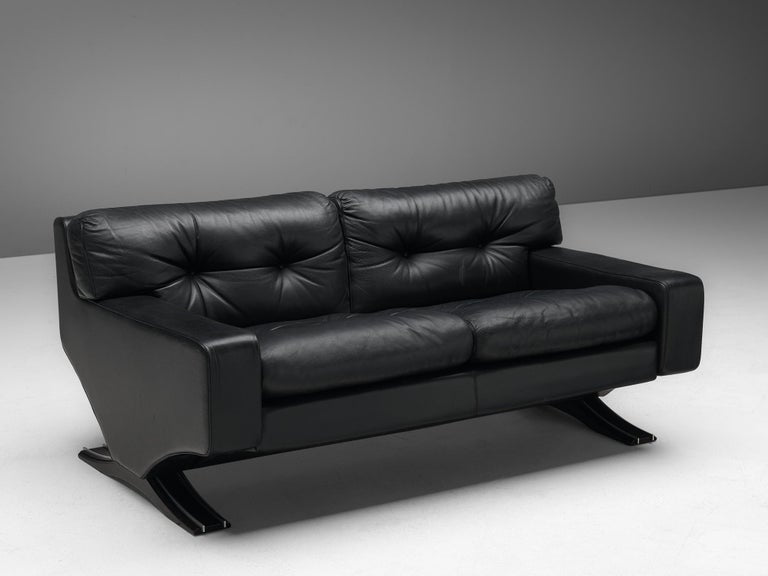 Franz Sartori for Flexform Sofa in Black Leather