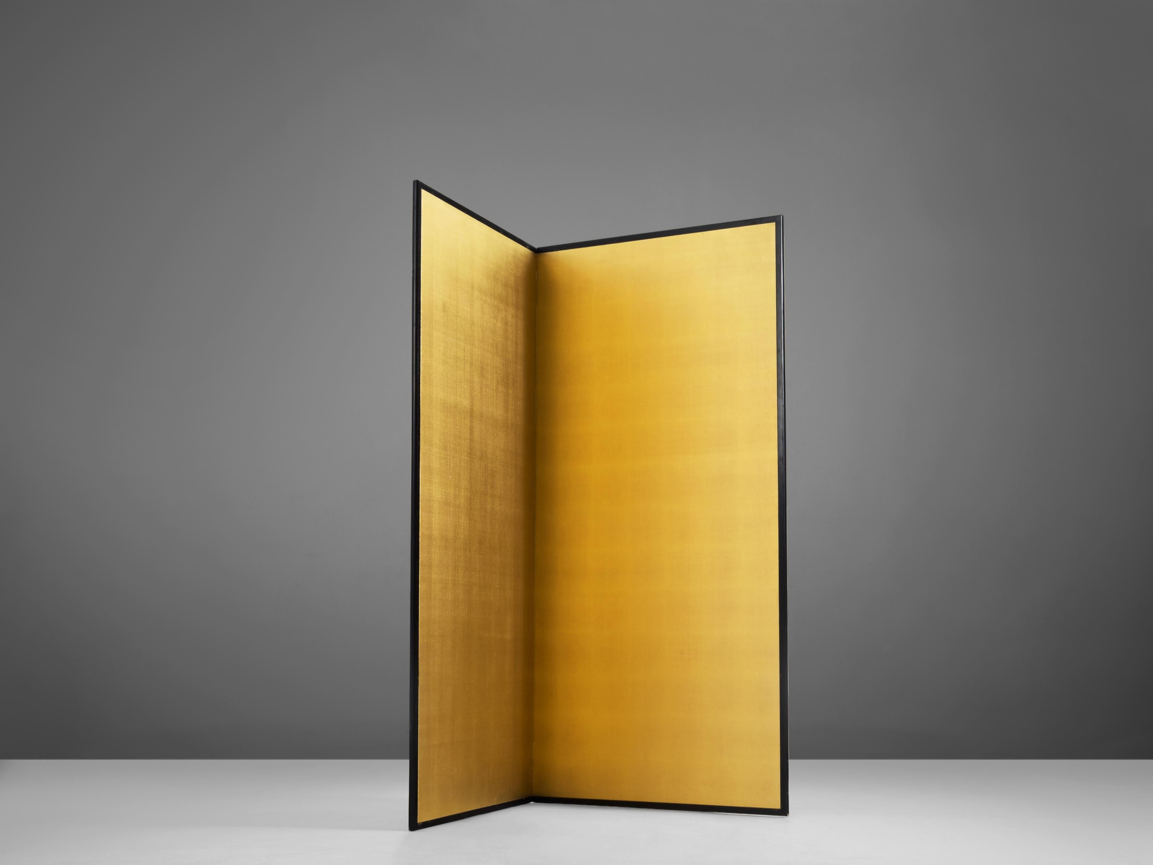 Gold Leaf Room Divider or Screen with Two Panels