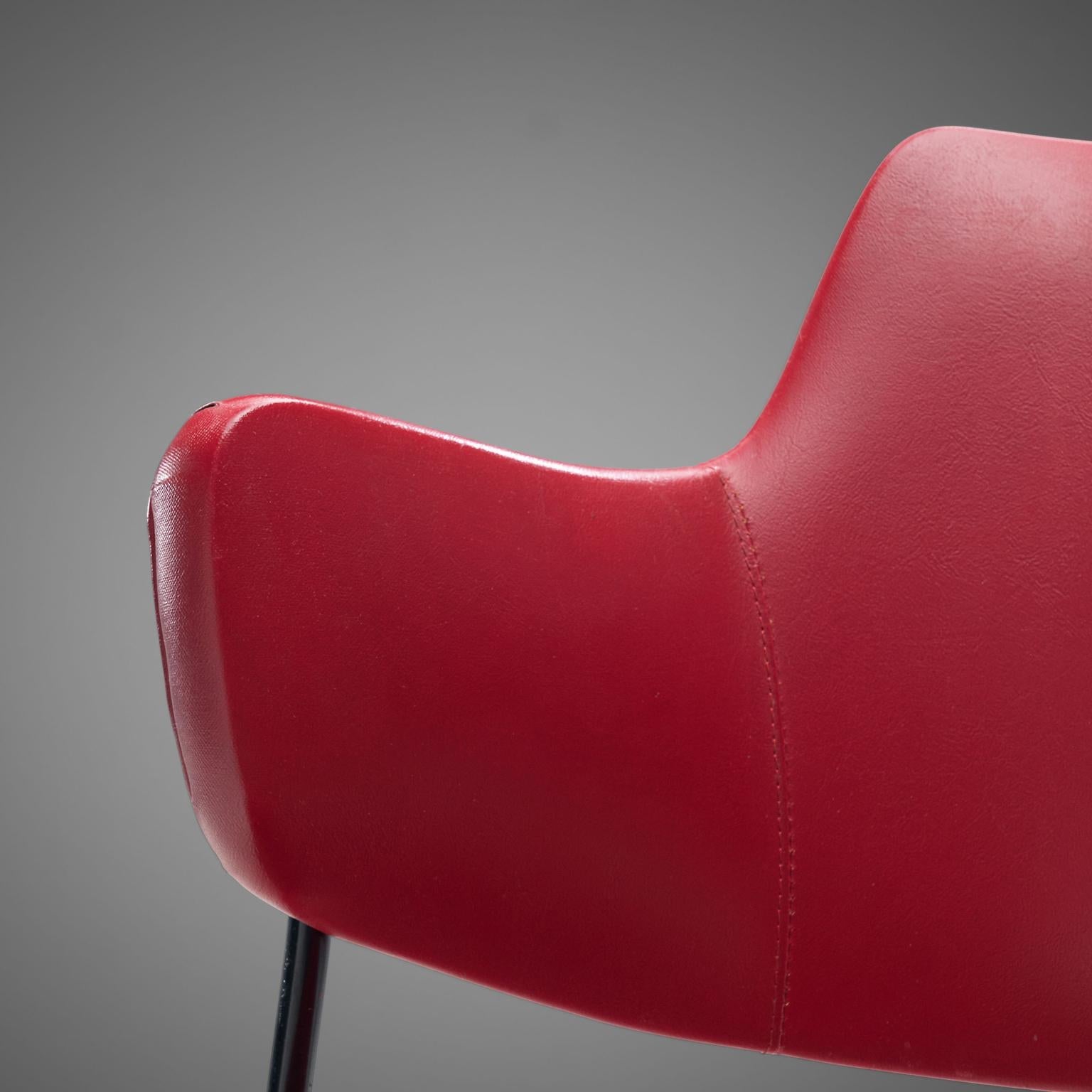 Wim Rietveld & W.H. Gispen for Kembo '205' Chairs in Red Leatherette