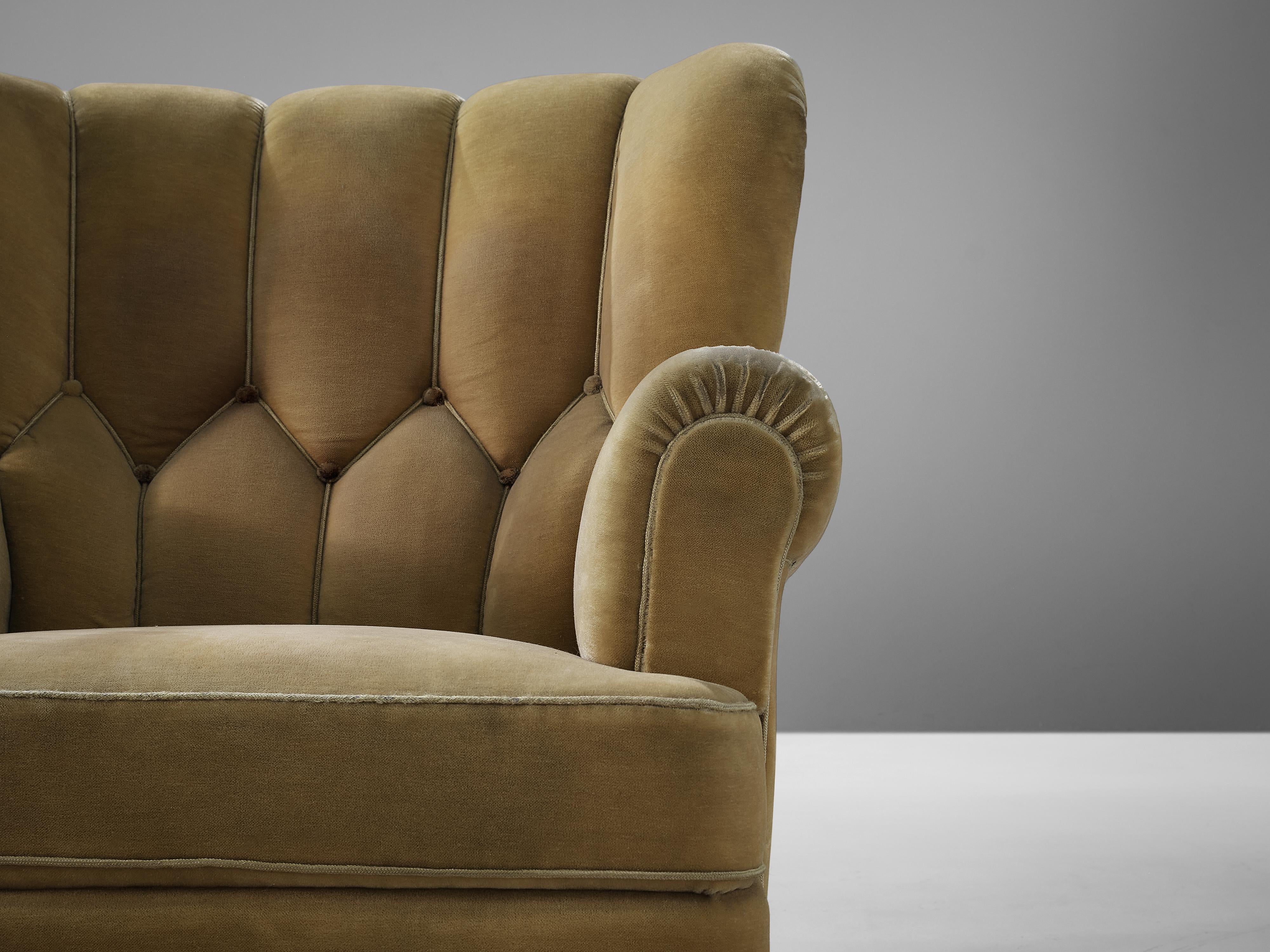 Bulky Danish Lounge Chair in Mustard Fabric