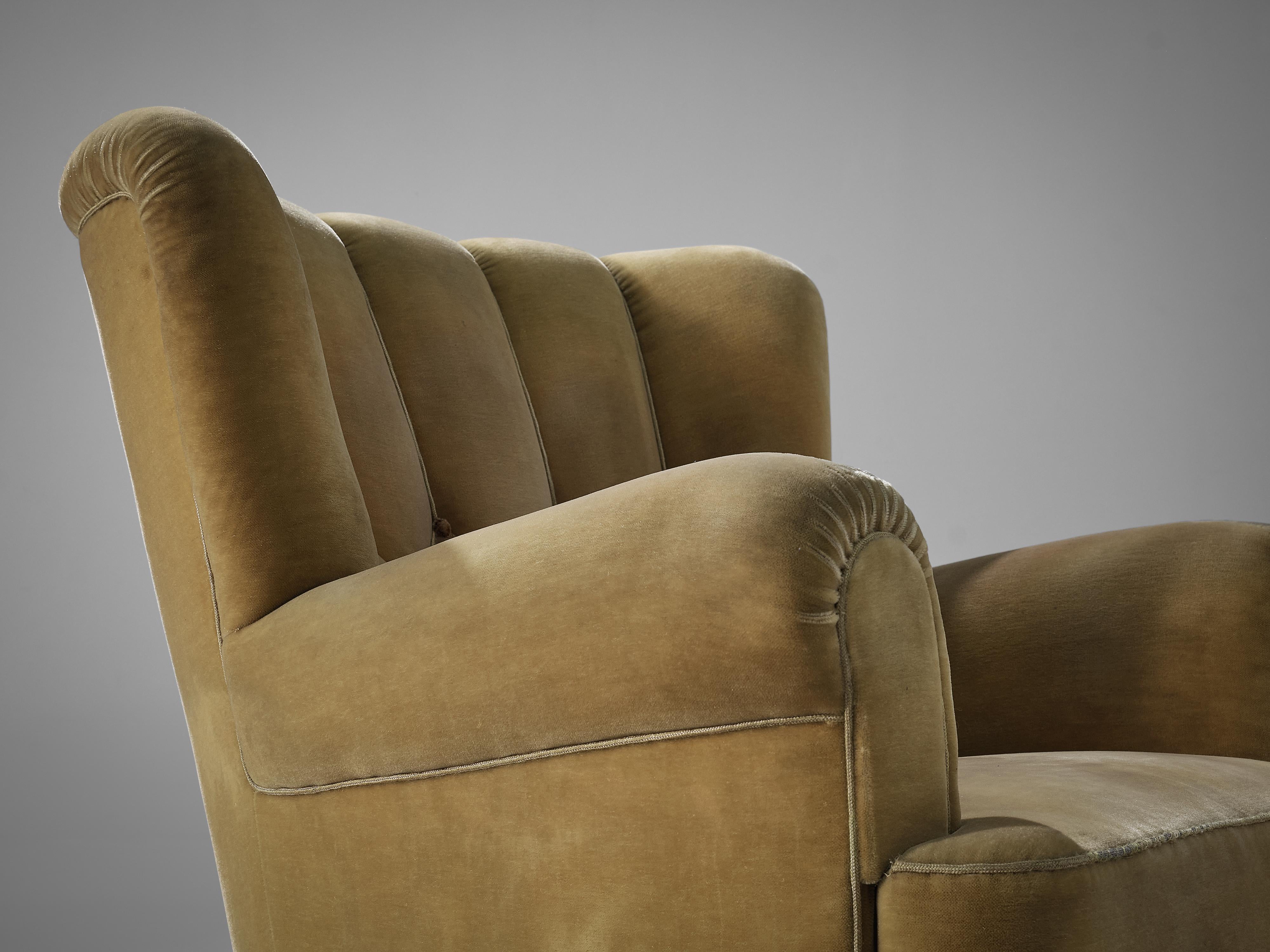 Bulky Danish Lounge Chair in Mustard Fabric