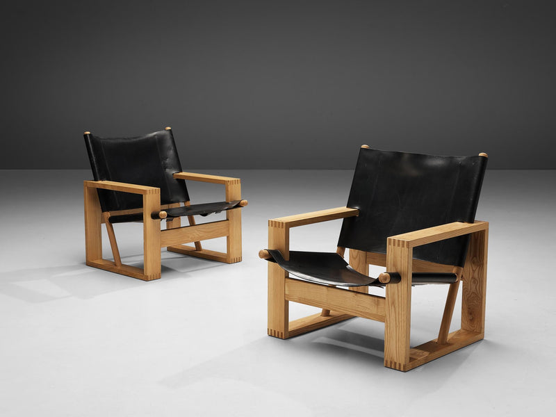 Ate van Apeldoorn Lounge Chairs in Ash and Black Leather