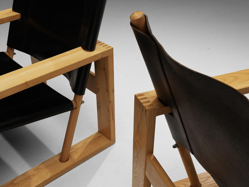 Ate van Apeldoorn Lounge Chairs in Ash and Black Leather