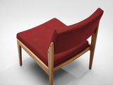 Thonet Set of Four Chairs in Cherry and Brown Red Upholstery
