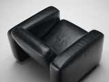 Italian Lounge Chair in Black Leather