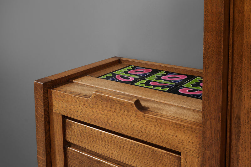 Guillerme & Chambron Cabinet 'Thierry' in Oak and Ceramic