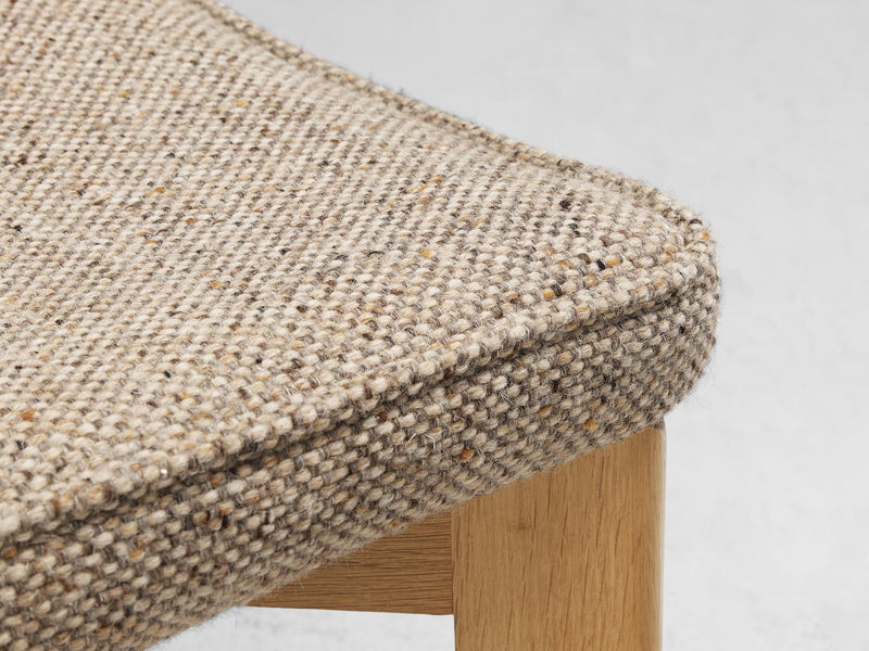Guillerme & Chambron Pair of 'Aurelie' Dining Chairs in Oak and Beige Wool