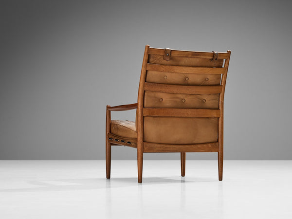 Ingemar Thillmark for OPE 'Läckö' Lounge Chair in Brown Leather and Oak
