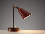 Small Italian Table Lamp in Brass and Red