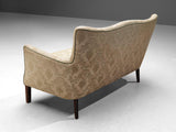 Danish Sofa in Off-White Decorative Upholstery