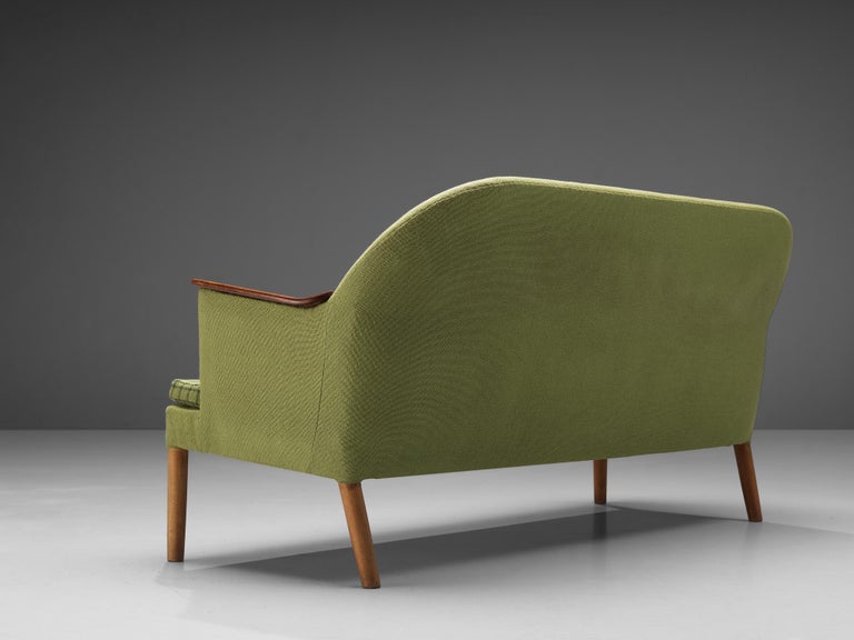 Scandinavian Sofa in Teak and Green Upholstery