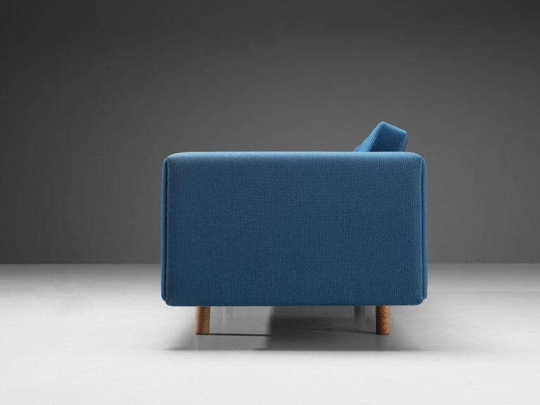 Hans J. Wegner for GETAMA Sofa in Oak and Blue Upholstery