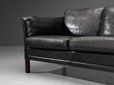 Mogens Hansen Two-Seat Sofa in Black Leather