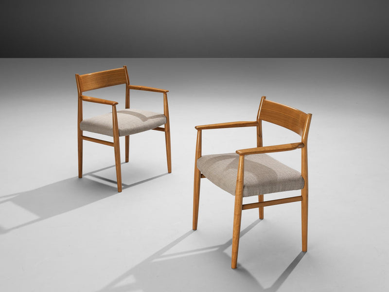 Arne Vodder for Sibast Pair of Dining Chairs in Walnut and Grey Upholstery