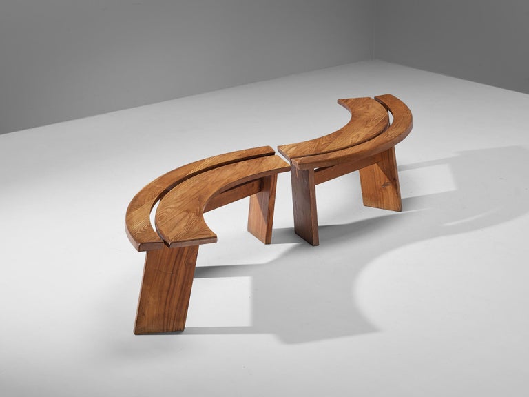 Early Pierre Chapo 'S38A’ Benches in Solid Elm