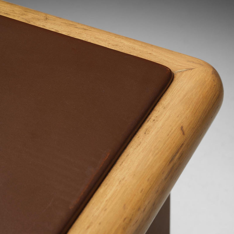 Warren Platner for Knoll Sideboard in Original Brown Leather and Oak