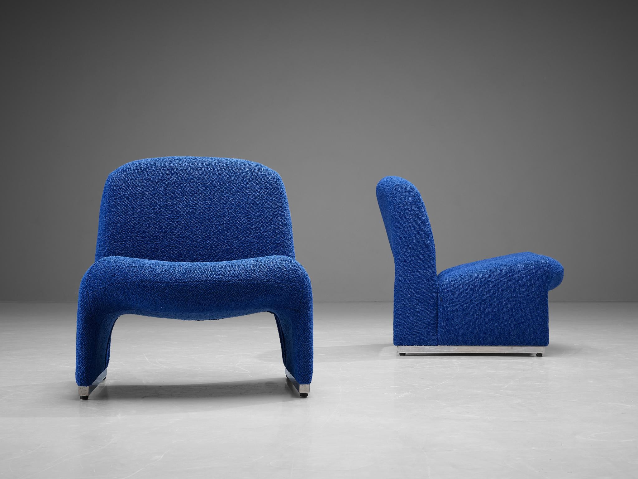 ‘Alky’ Lounge Chairs in the Style of Giancarlo Piretti in Blue Upholstery