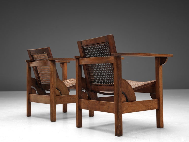 Pierre Dariel 'Hendaye' Armchairs in Wood and Cane