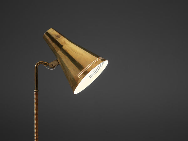Paavo Tynell for Taito Oy Floor Lamp in Brass and Cane