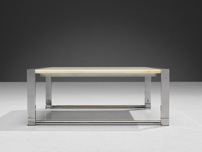 Post-Modern Coffee Table in Marble and Chrome