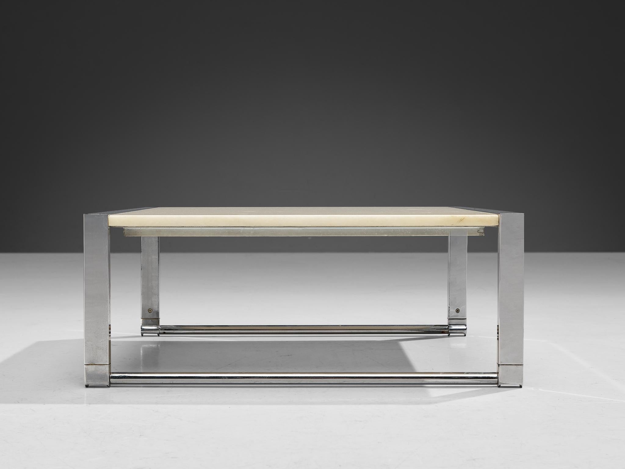 Coffee Table with Marble Top and Chrome Base