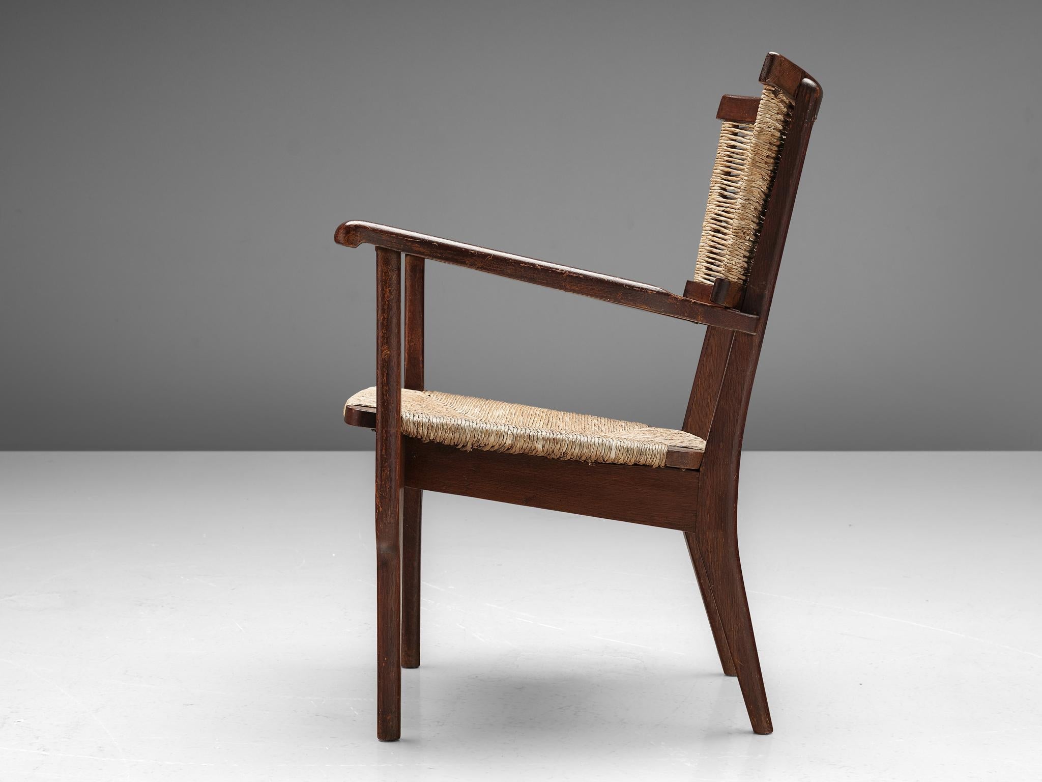 Mart Stam Armchair in Oak and Straw