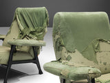 Roberto Menghi for Arflex Pair of ‘Hall’ Lounge Chairs in Green Fabric