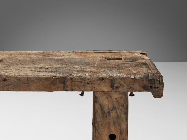 French Rustic Carpenters Workbench in Weathered Wood