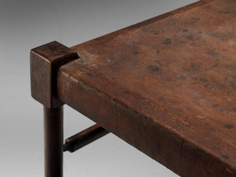 Brazilian Side Chairs in Original Patinated Leather and Stained Wood