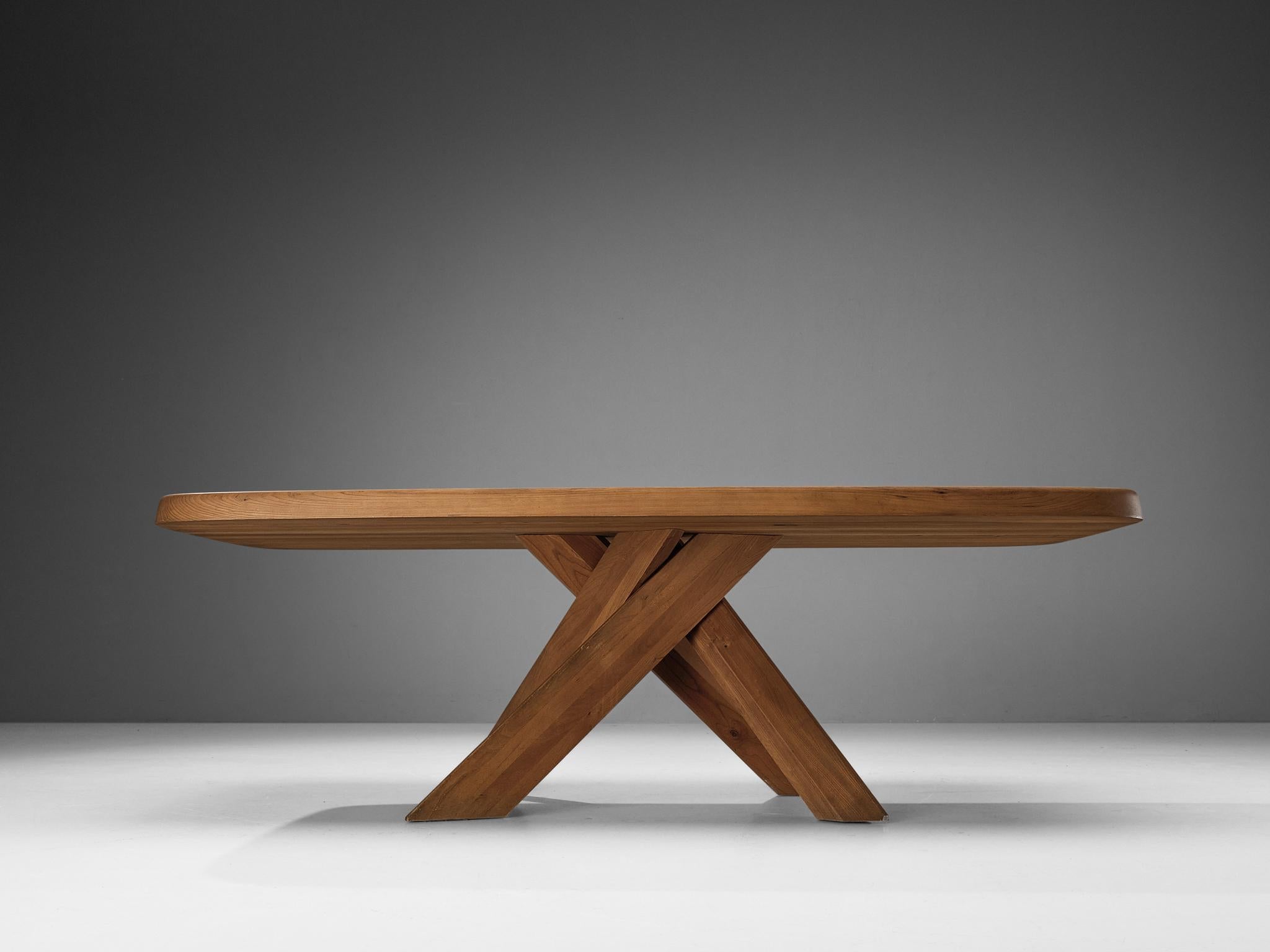 Early Pierre Chapo Dining Table 'Aban' T35D in Solid Elm