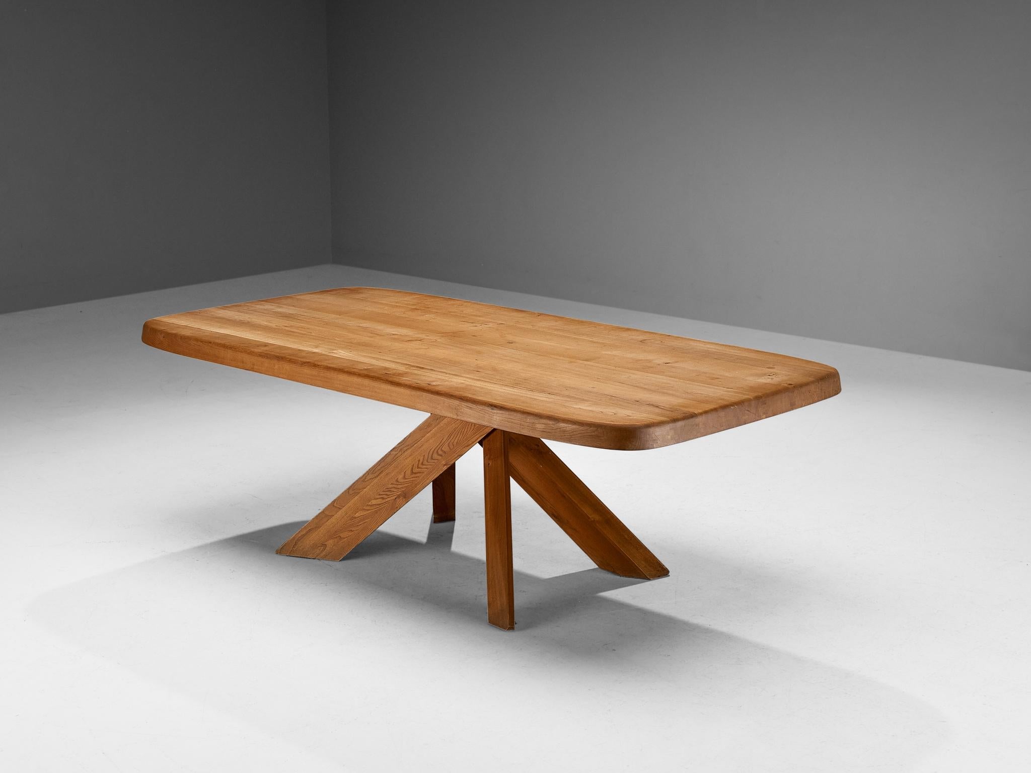 Early Pierre Chapo Dining Table 'Aban' T35D in Solid Elm