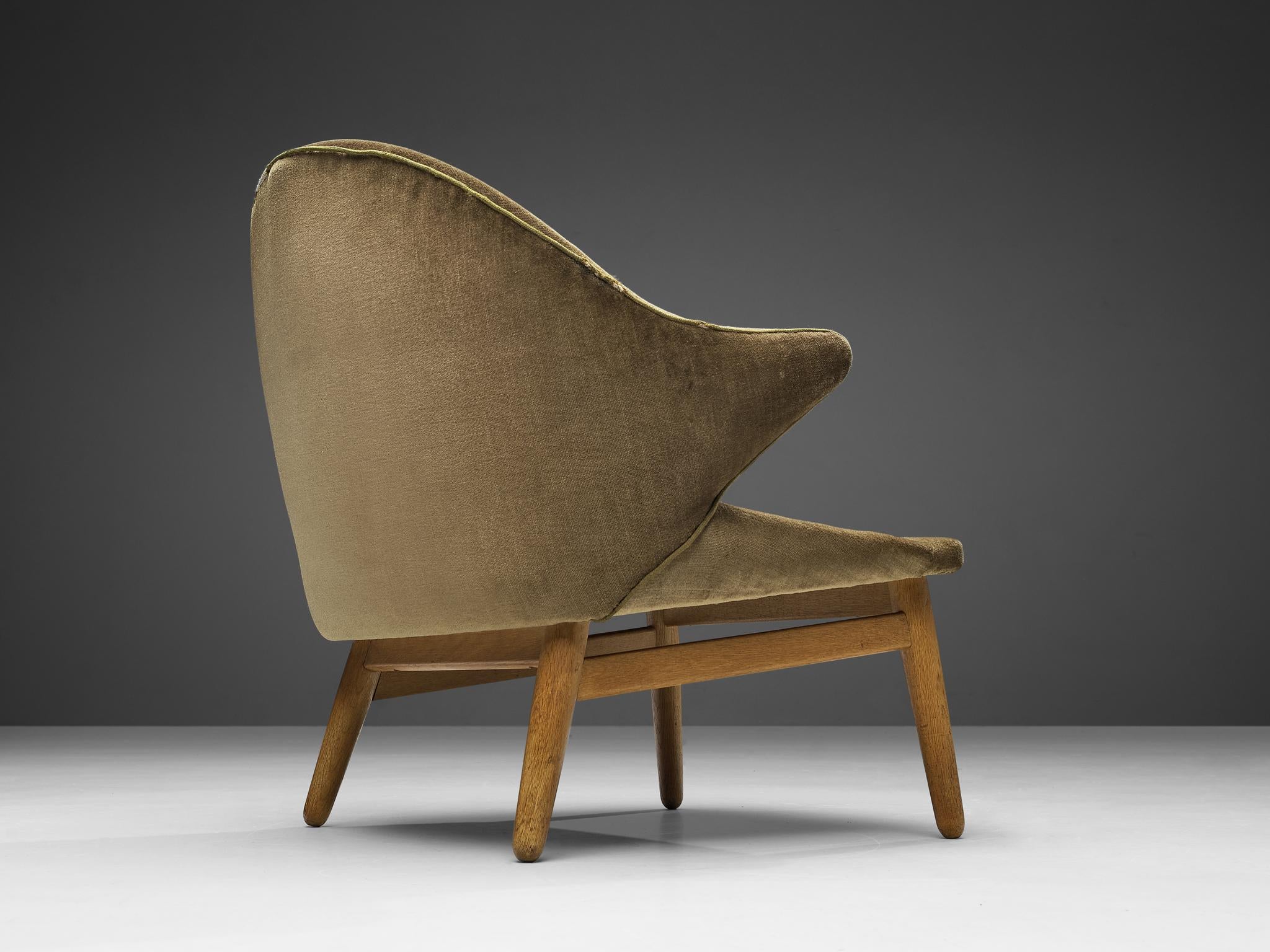 Hans Olson for Jørgen Jørgensen Lounge Chair in Oak and Khaki Upholstery