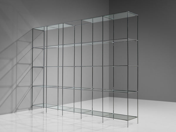 Poul Cadovius Free-Standing Shelf 'Abstracta' in Steel and Glass