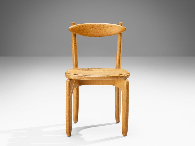 Guillerme & Chambron Set of Twelve Dining Chairs in Solid Oak