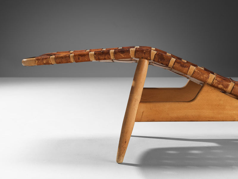 Arne Vodder for Bovirke Chaise Longue in Patinated Cognac Leather