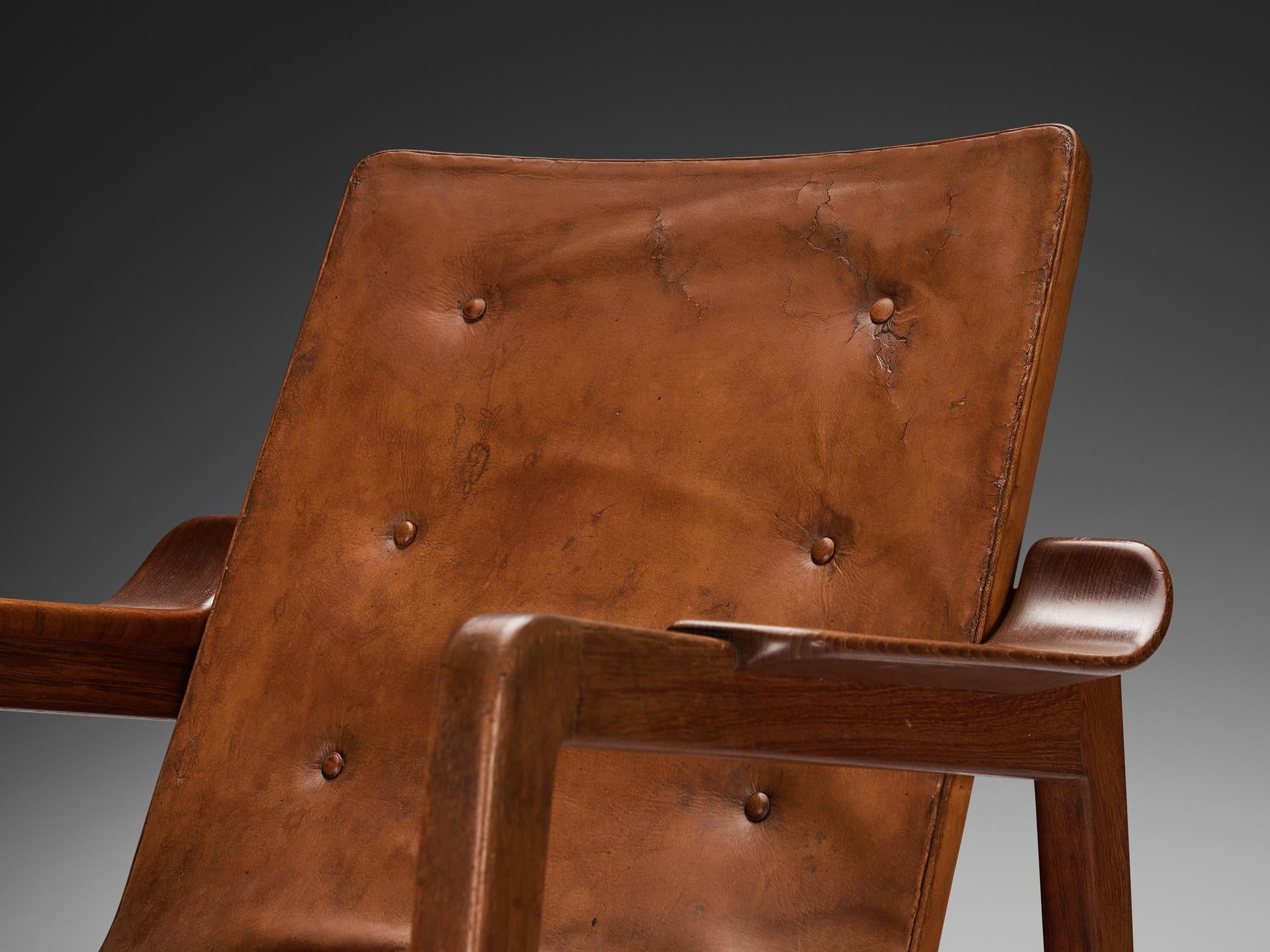 Tove & Edvard Kindt-Larsen Pair of 'Fireside' Armchairs in Original Leather