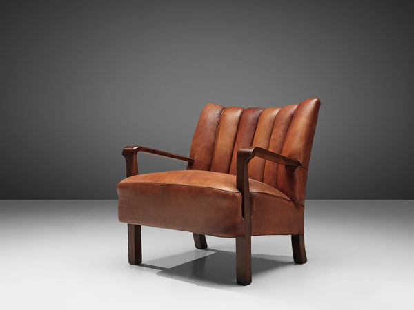Acton Bjørn for A.J. Iversen Armchair in Patinated Niger Leather and Aged Oak