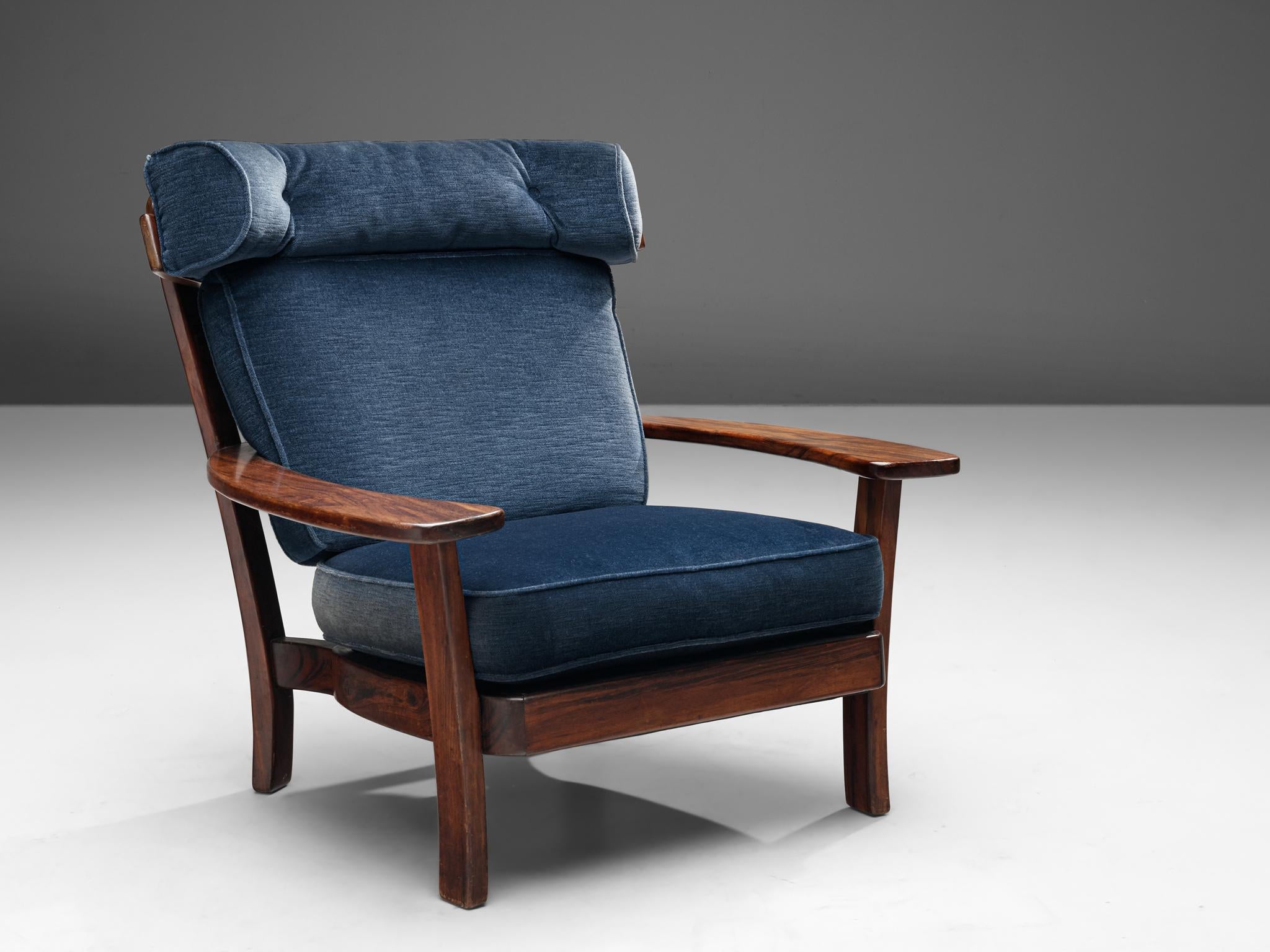 Wingback Armchair in Blue Velvet