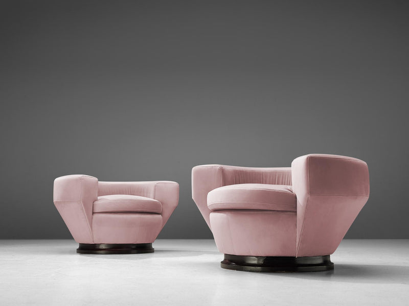 Italian Pair of Armchairs in Pink Upholstery