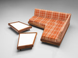 Adrian Pearsall Sofa in Checkered Upholstery with Side Tables