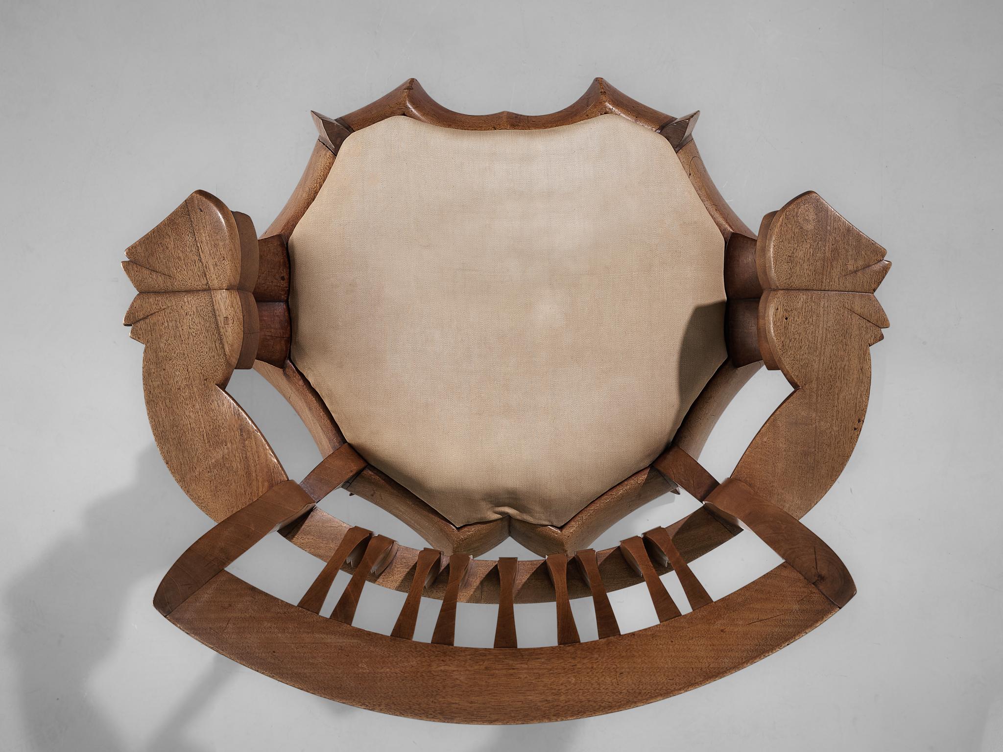 Unique Sculptural Dutch Armchair in Solid Mahogany